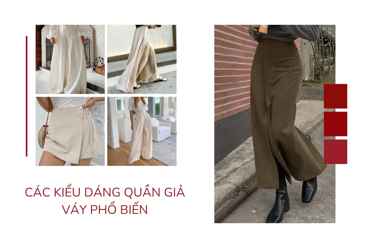 Các kiểu dáng quần giả váy phổ biến