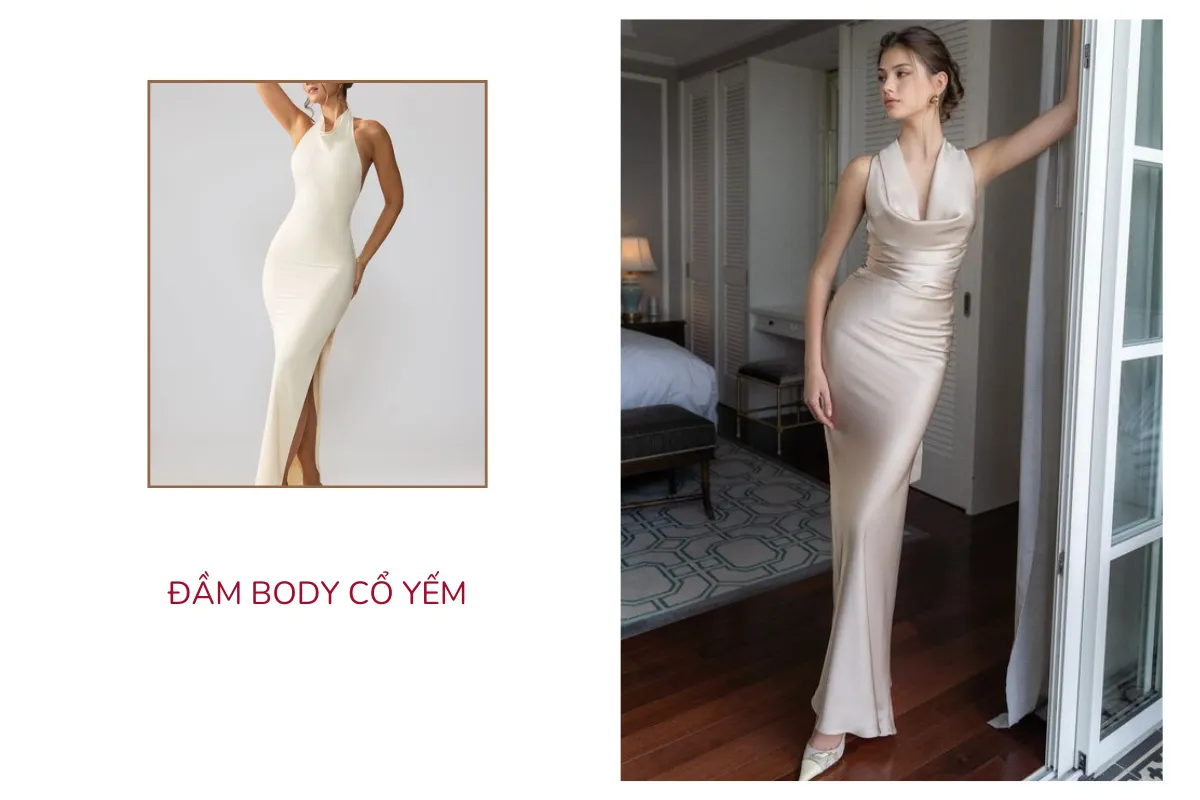 Đầm body cổ yếm